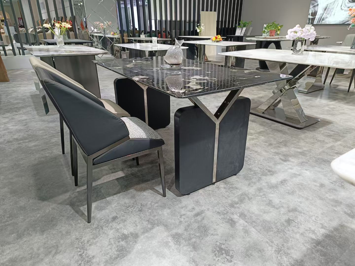 Dining Table Super Crystal Stainless Steel Wood LKD065DTYX | LEUKHOME