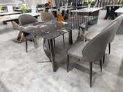 Dining Table Super Crystal Stainless Steel Wood LKD071DTYX | LEUKHOME