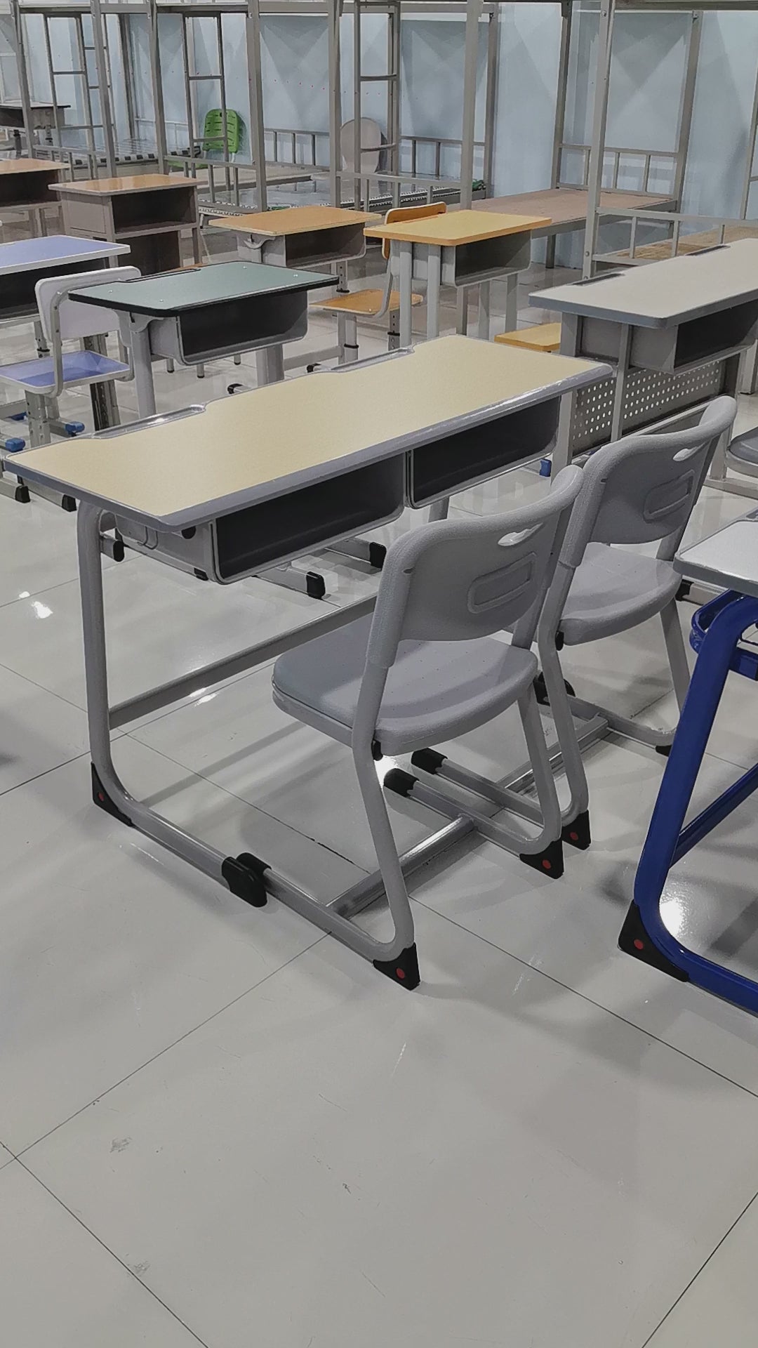 Double Desk and Chair, 1 Set (1 Table+2 Chairs) LKS101DKTSL | LEUKHOME